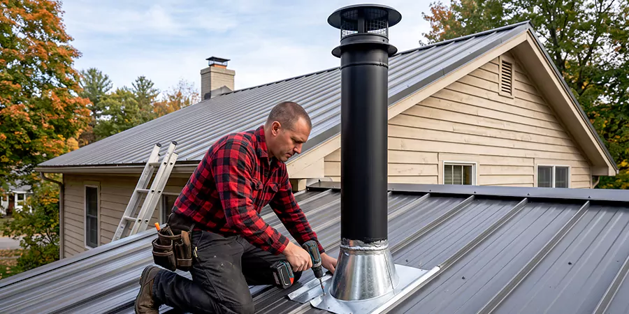 Stove Pipe Through Metal Wall or Roof North Brunswick